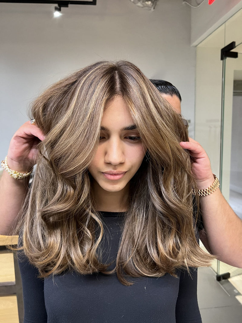 Dimensional bronde color after a color correction, Hair Shak Salon Miami