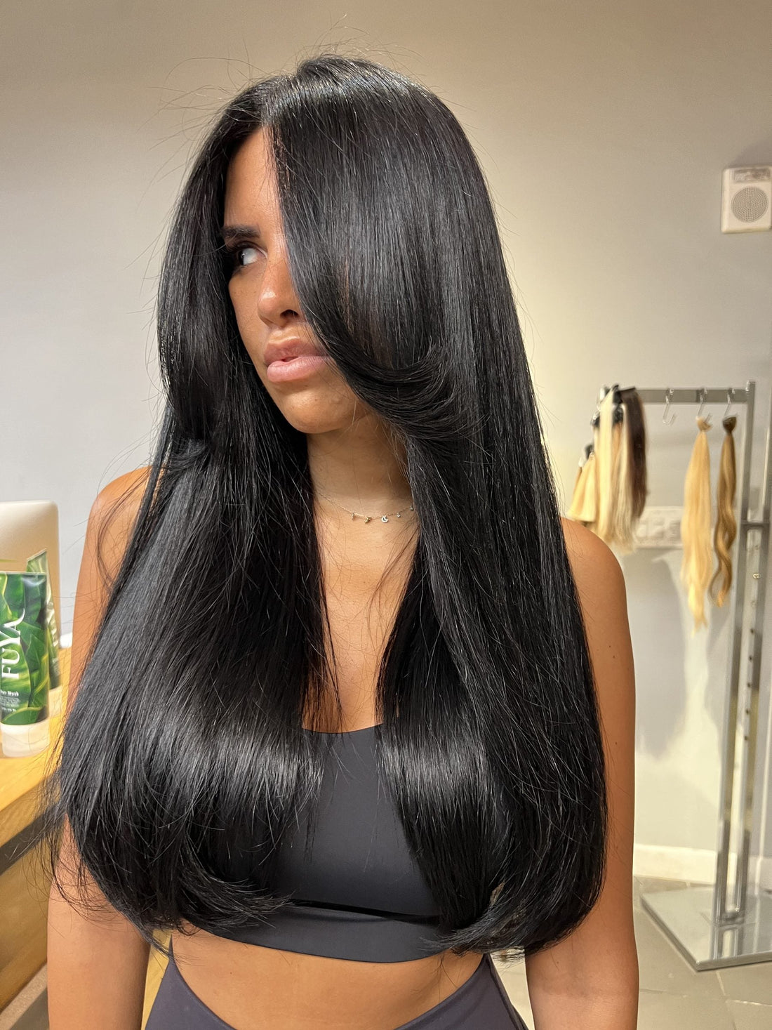 Long, sleek black hair, Hair Shak Salon Miami