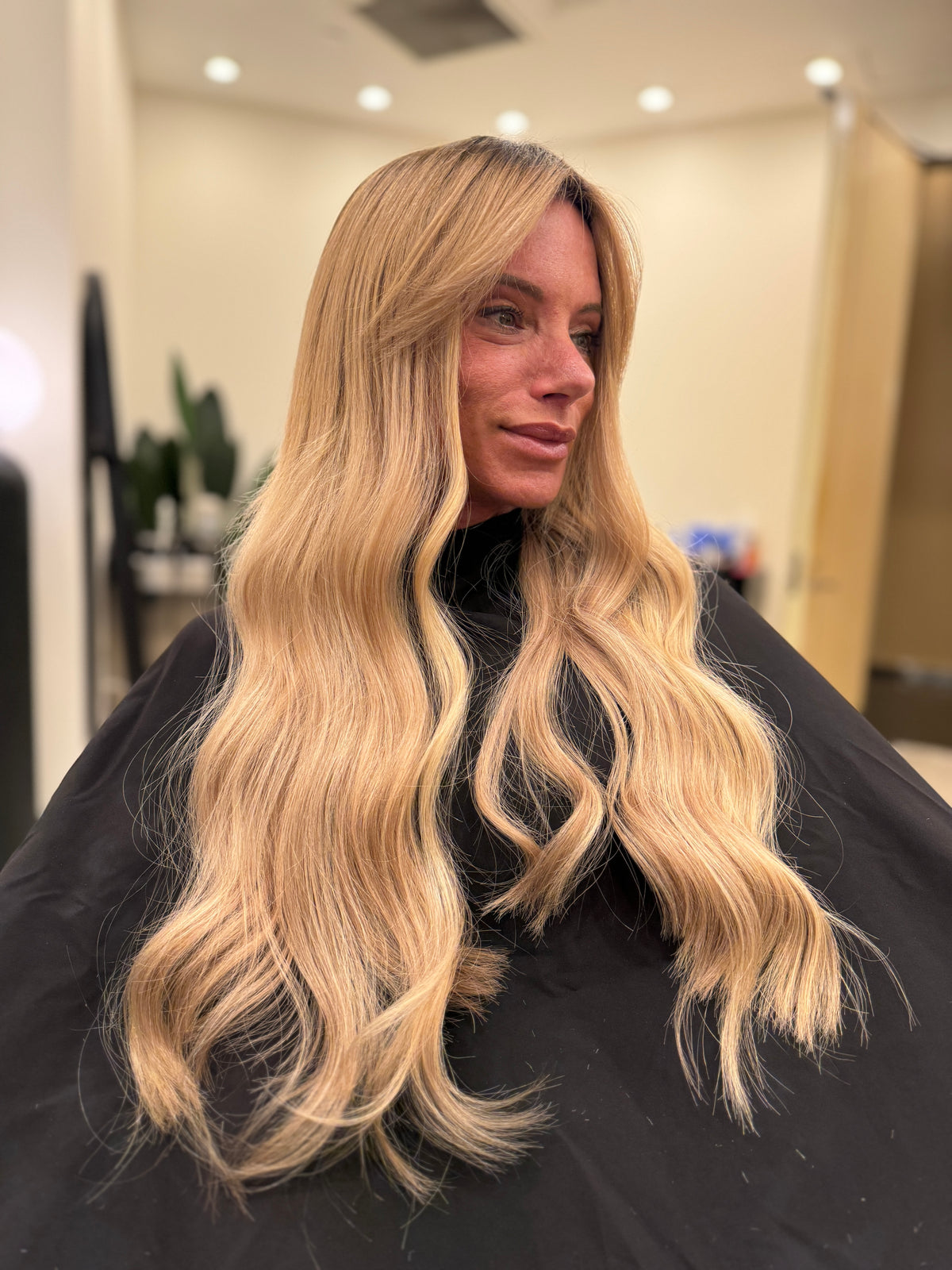 Long blonde waves with extensions