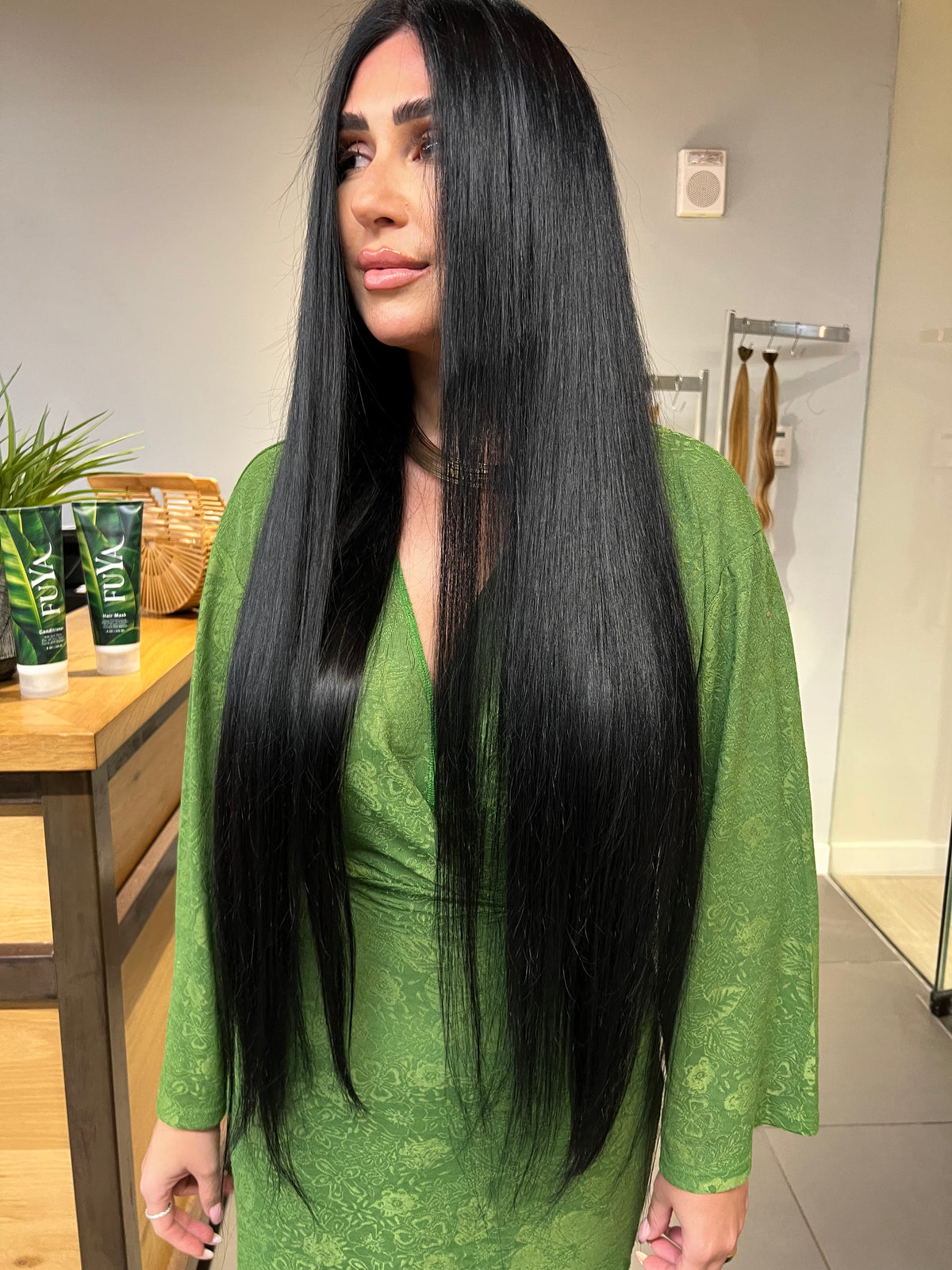 Very long, sleek straight black hair